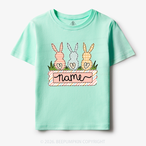 Personalized Name Easter Bunny Trio Girl Toddler&Kid's Tees