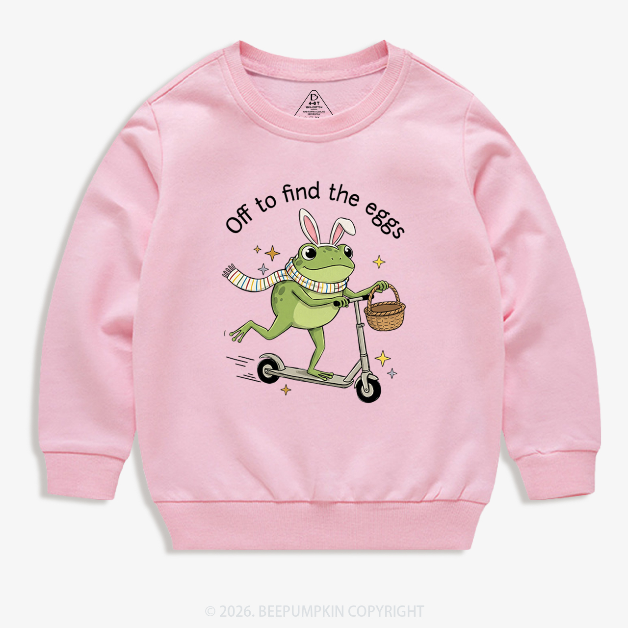Funny Frog on Scooter Easter Egg Kid's Sweatshirt 7