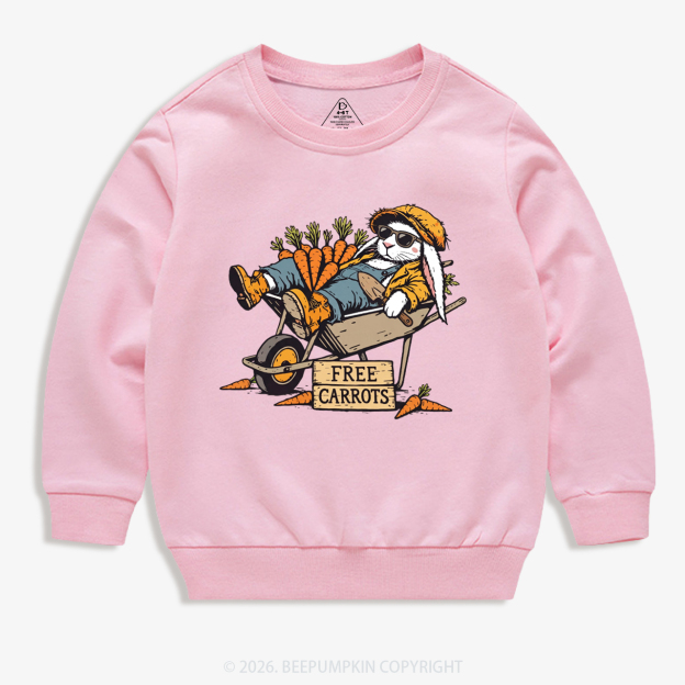Cool Bunny Free Carrots Easter Kid's Sweatshirt
