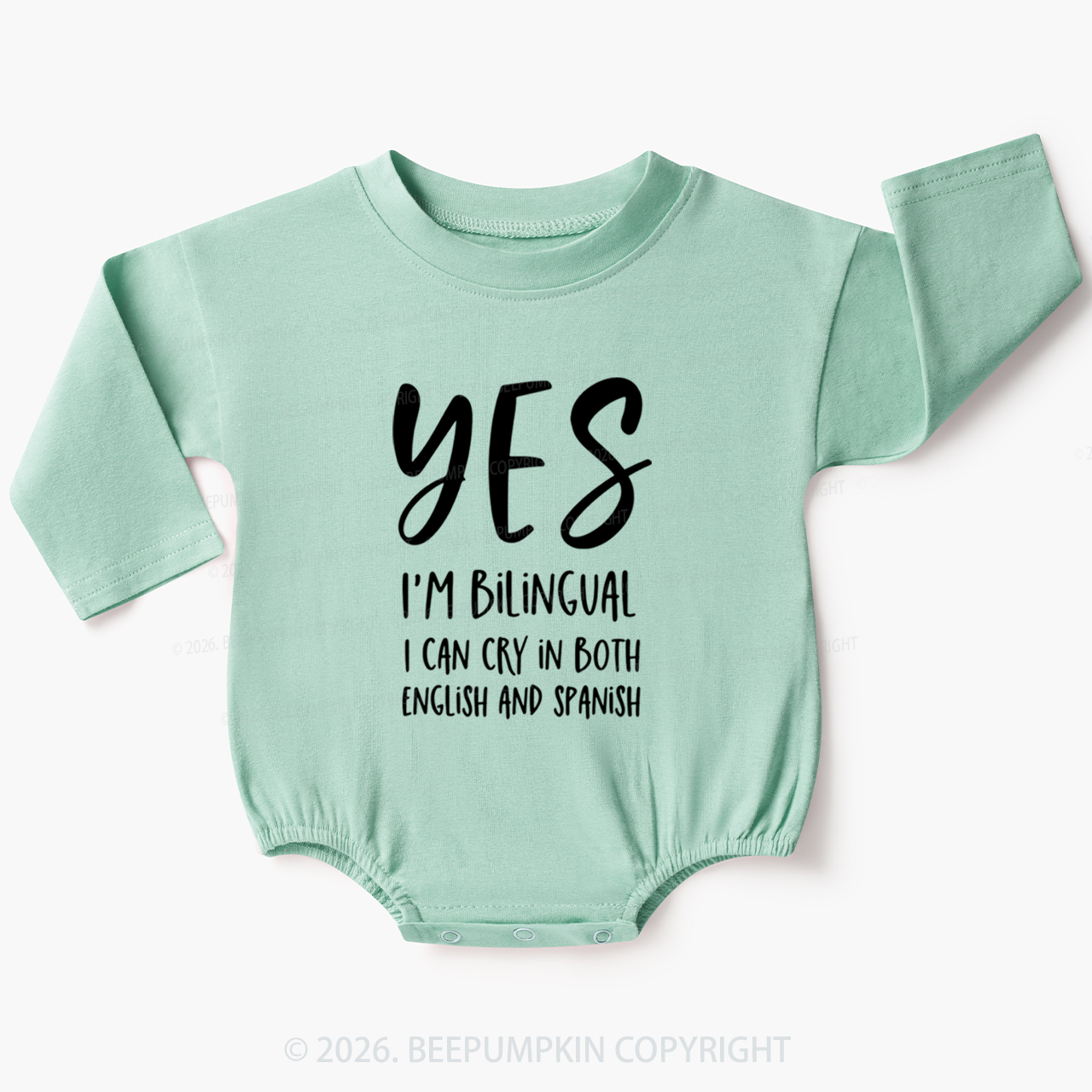 Personalized Color Funny Bilingual Baby Bubble Romper