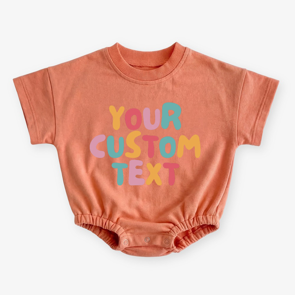 Personalized Colorful Name Short Sleeve Baby Bubble Romper