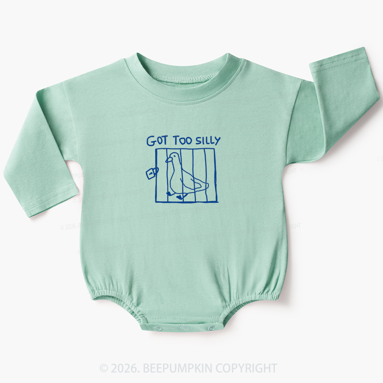 Got Too Silly Funny Meme Baby Bubble Romper