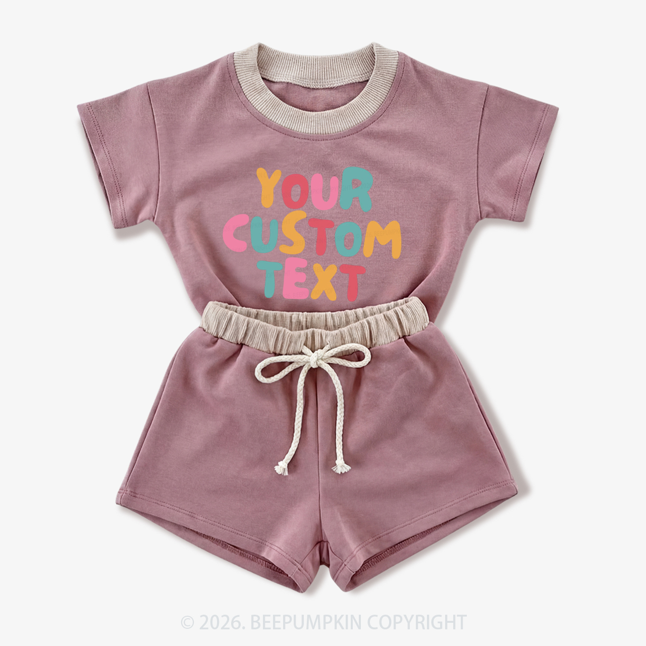 Personalized Colorful Name Baby Short Sleeve Tee and Shorts Sets