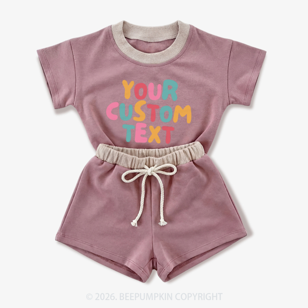 Personalized Colorful Name Baby Short Sleeve Tee and Shorts Sets