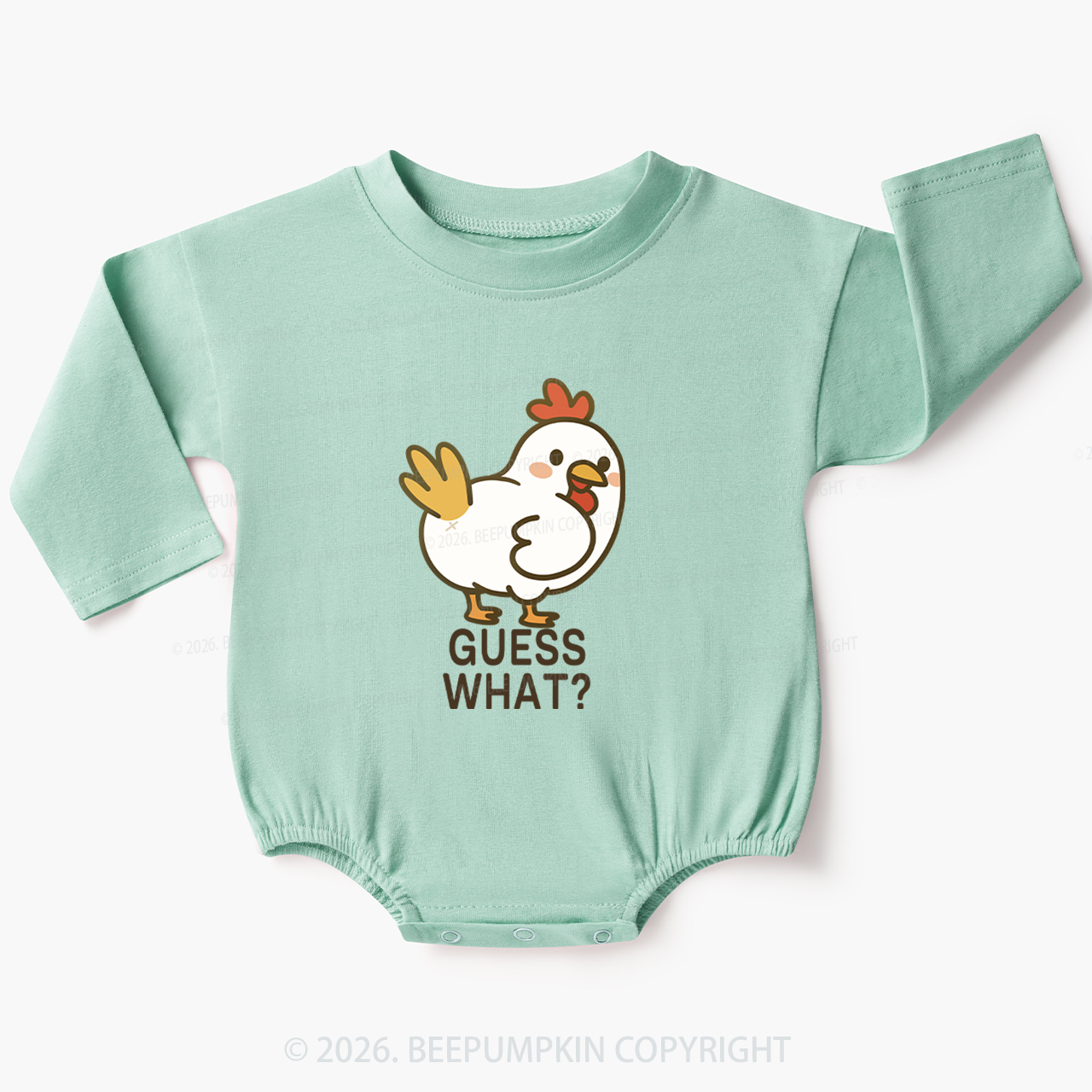 Guess What Chicken Funny Butt Joke Baby Bubble Romper