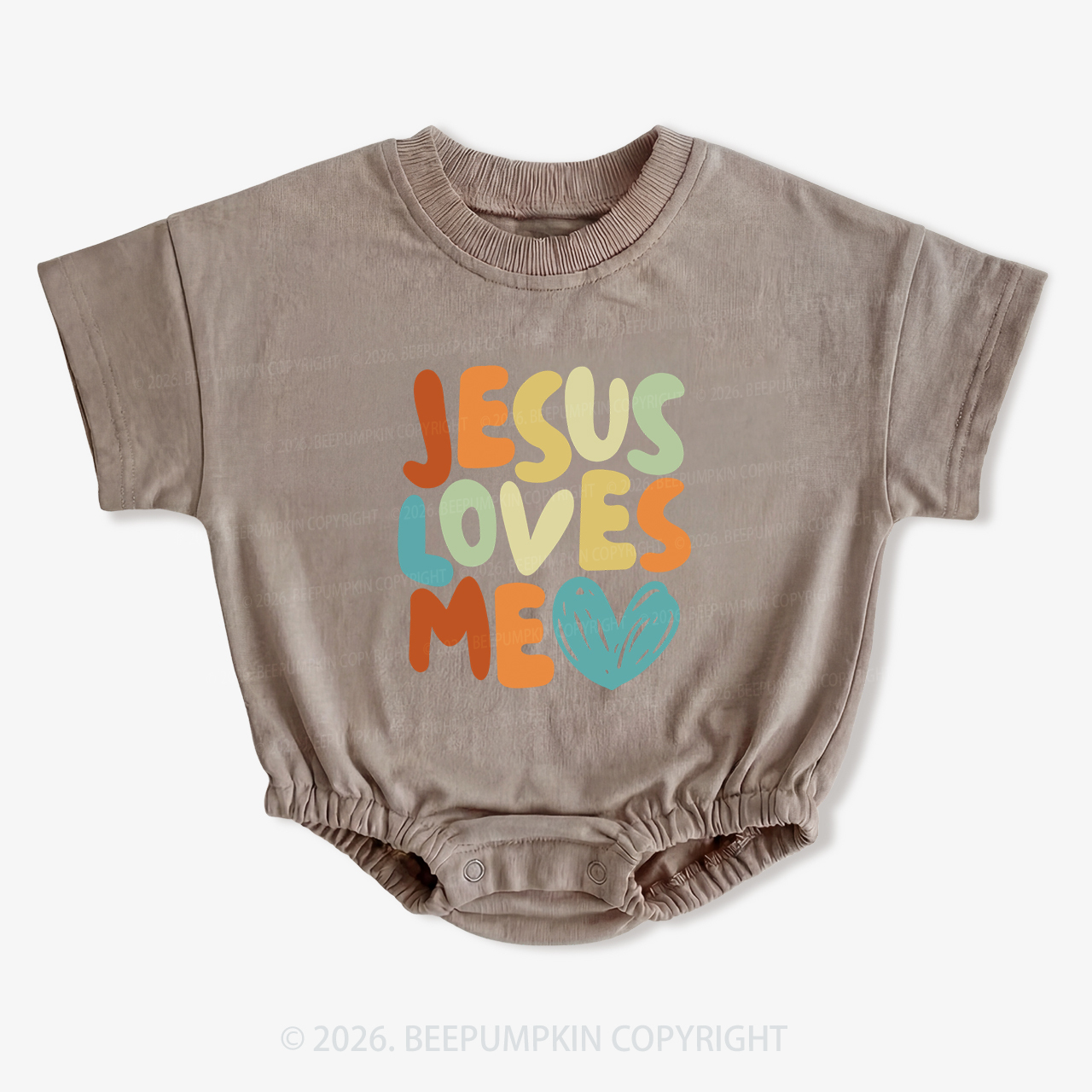 Jesus Loves Me Christian Short Sleeve Baby Bubble Romper
