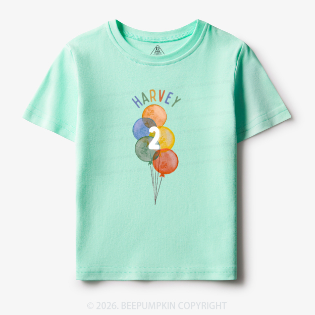 Personalized Rainbow Balloon Birthday Toddler&Kid's Tees