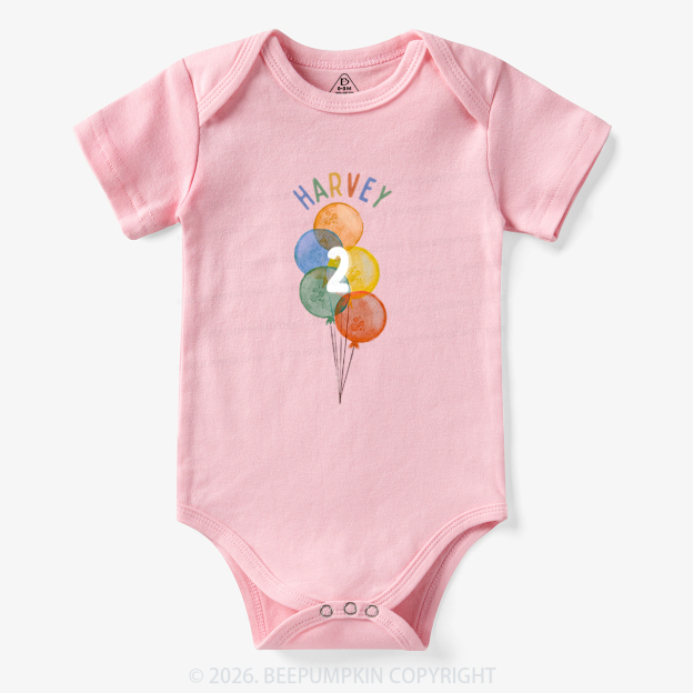 Personalized Rainbow Balloon Birthday Bodysuit