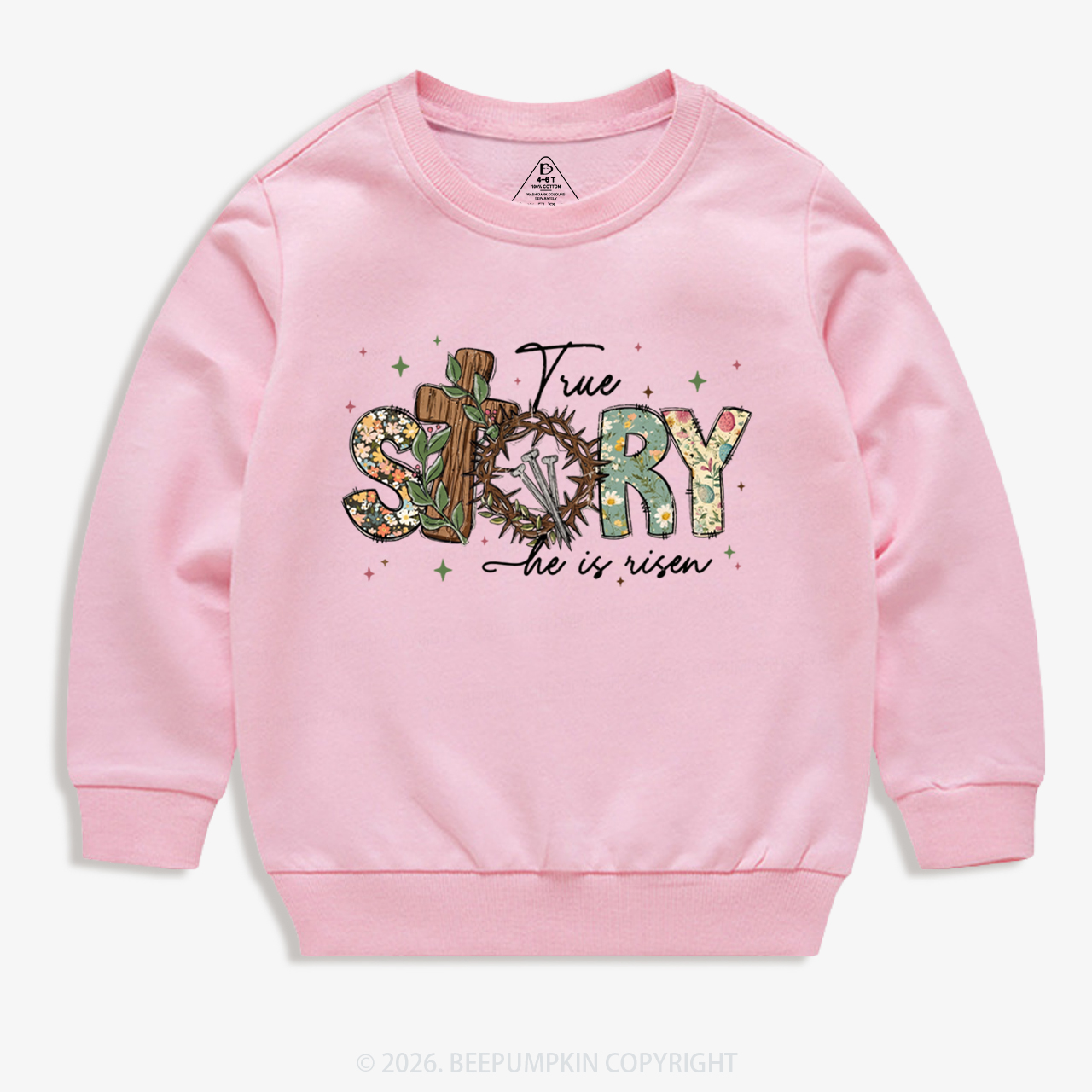 True Story He Is Risen Retro Easter Kid's Sweatshirt