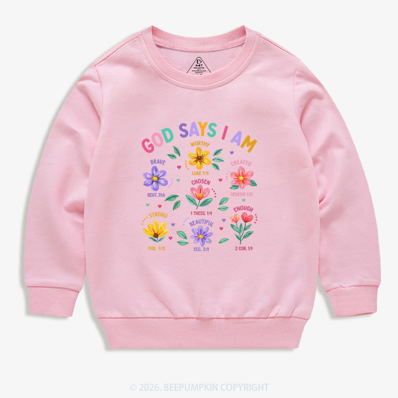 God Says I Am Flowers Kid's Sweatshirt