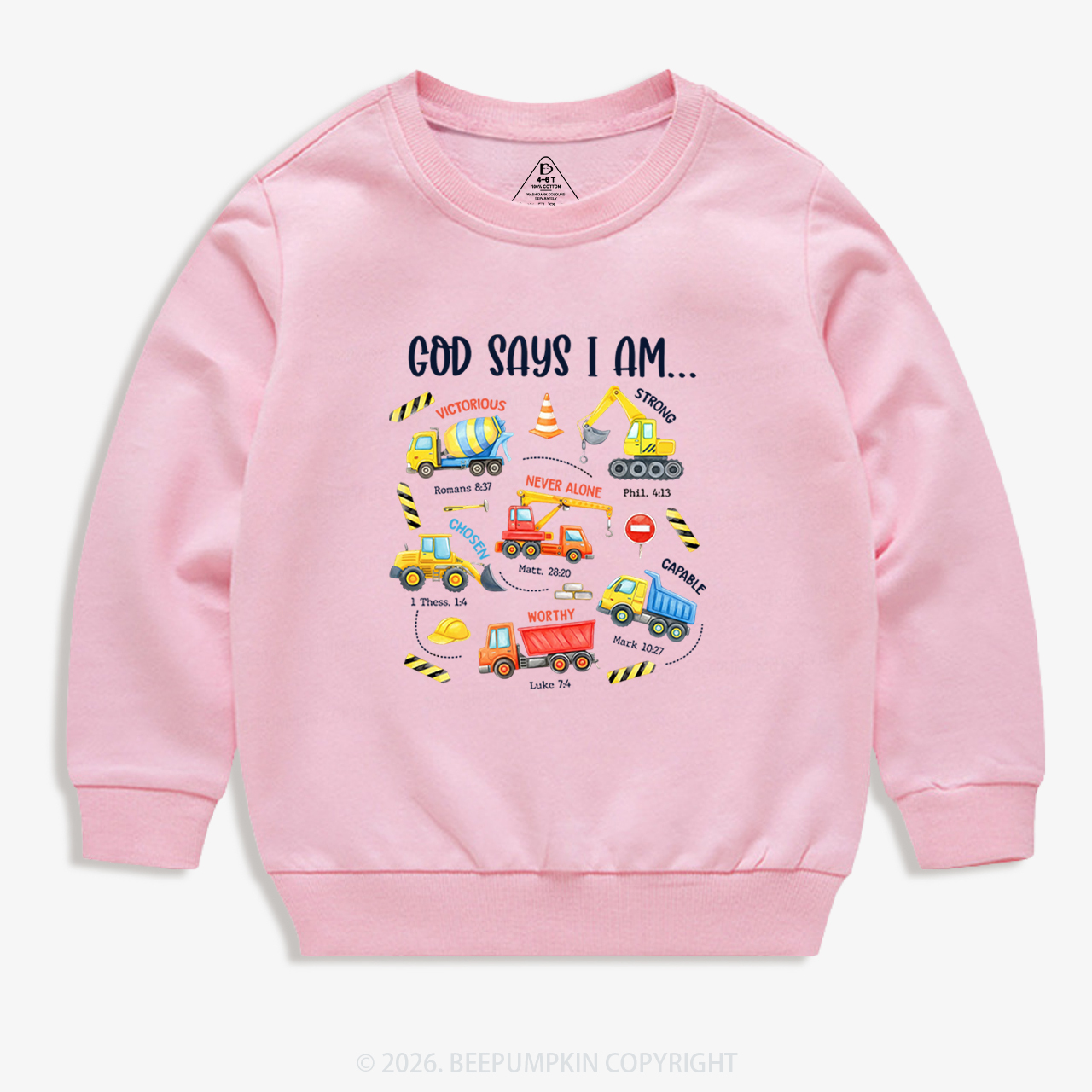 God Says I Am Construction Kid's Sweatshirt