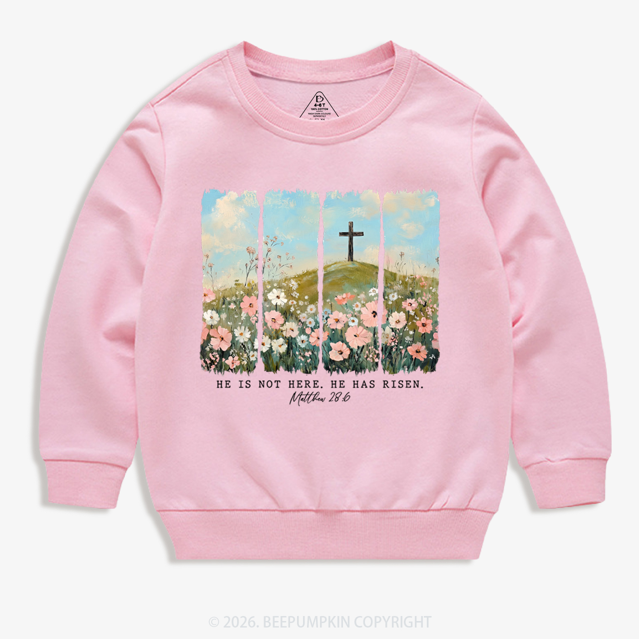 He is Risen Wildflower Spring Easter Kid's Sweatshirt