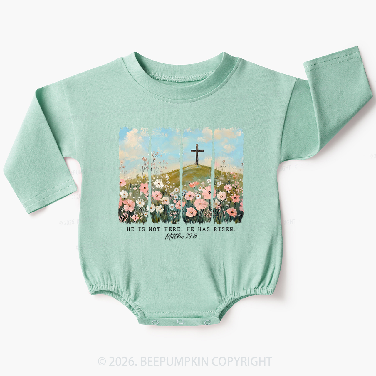 He is Risen Wildflower Spring Easter Baby Bubble Romper
