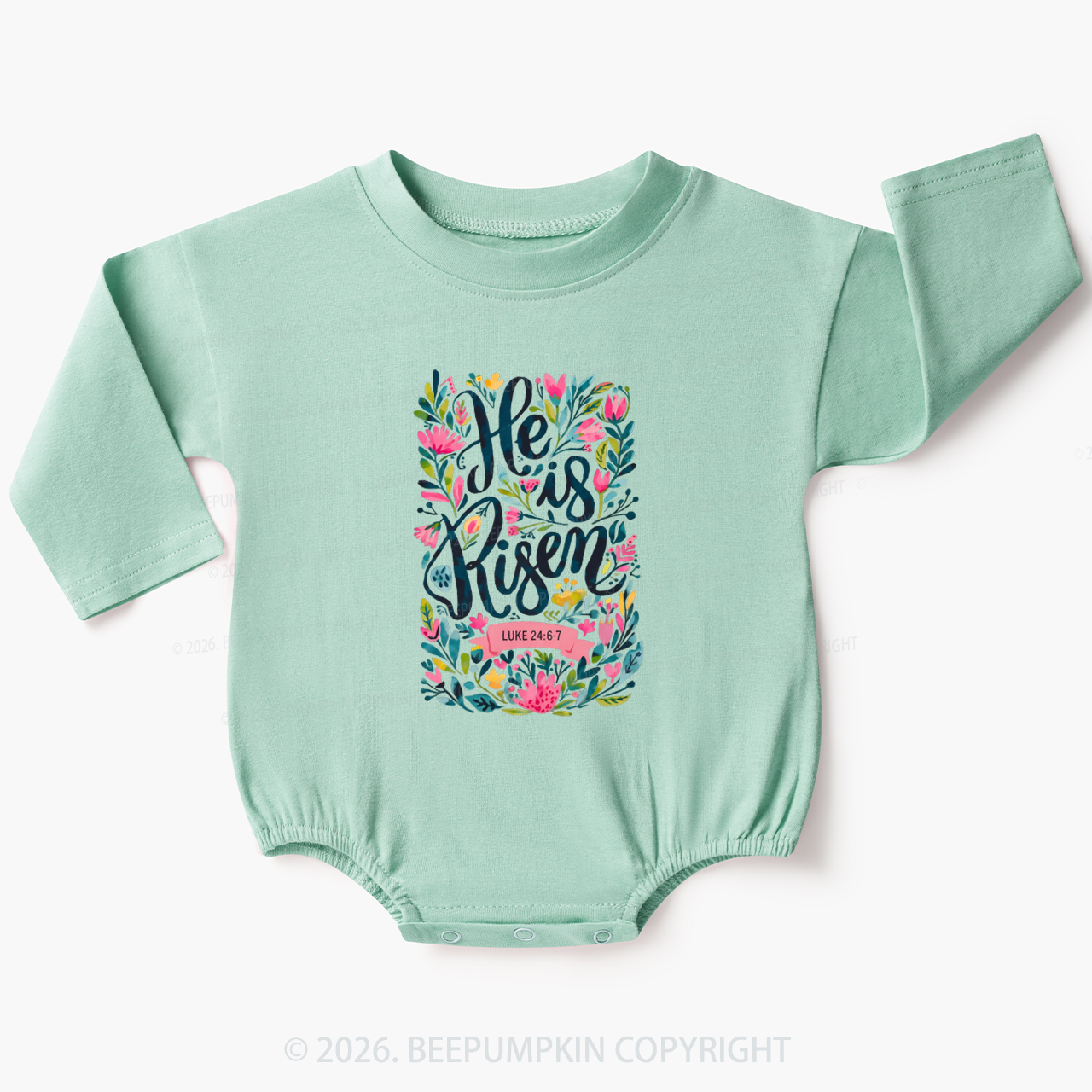 Christian Easter Floral Resurrection Baby Bubble Romper