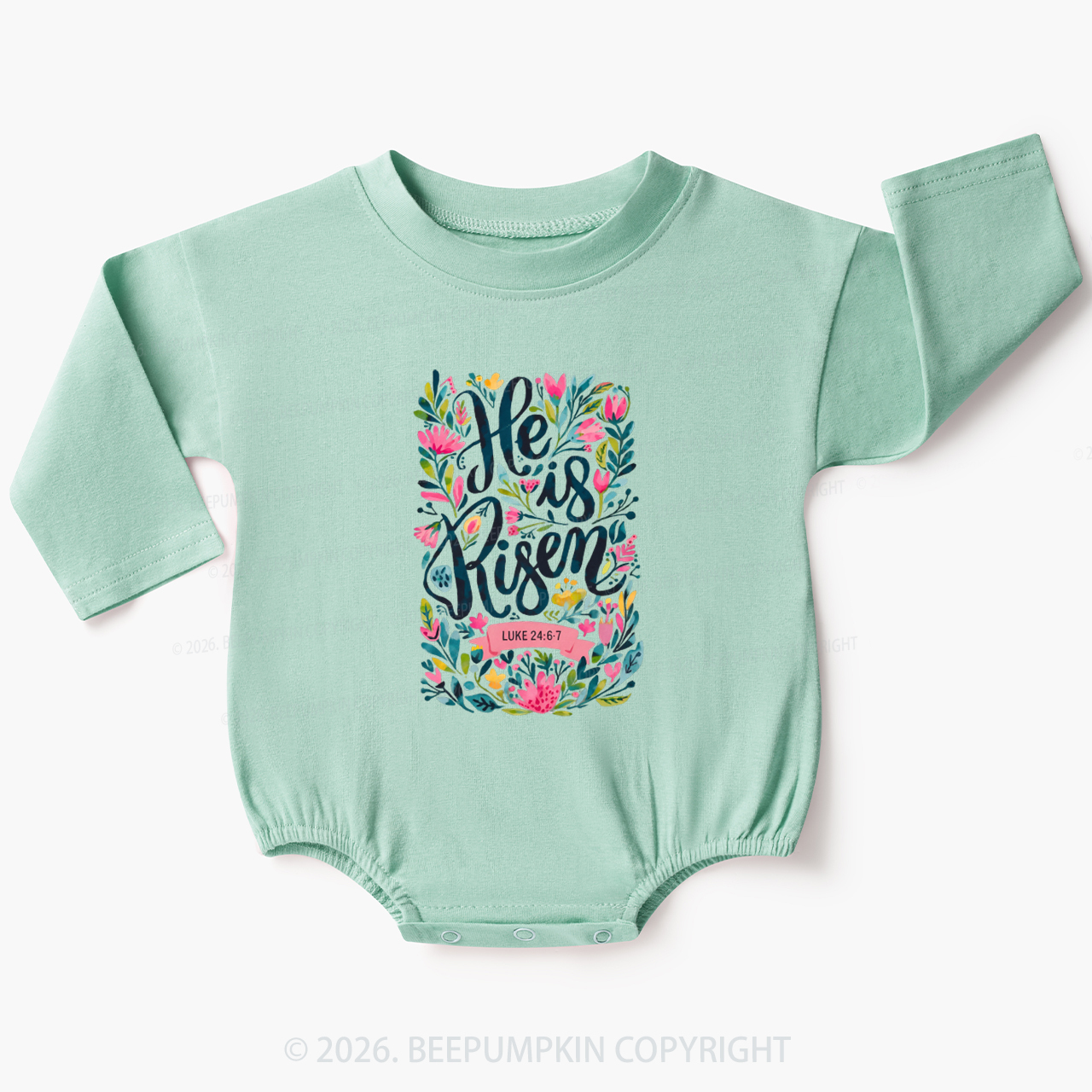 Christian Easter Floral Resurrection Baby Bubble Romper