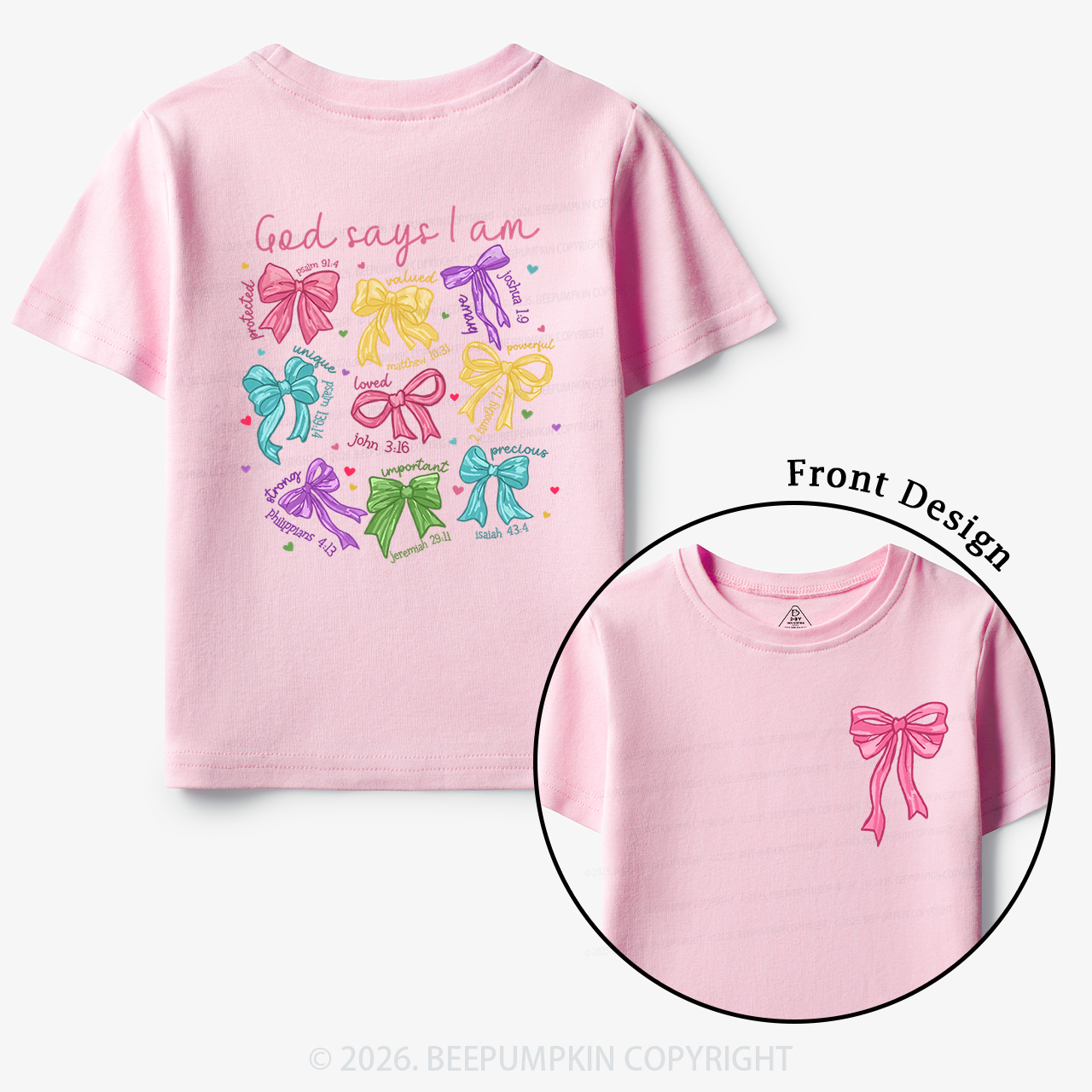 God Says I am Coquette Pink Bows Toddler&Kid's Tees