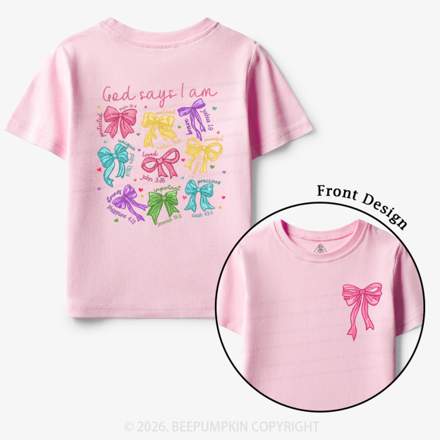 God Says I am Coquette Pink Bows Toddler&Kid's Tees