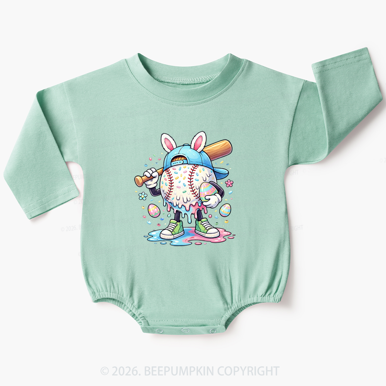 Easter Baseball Drip Baby Bubble Romper