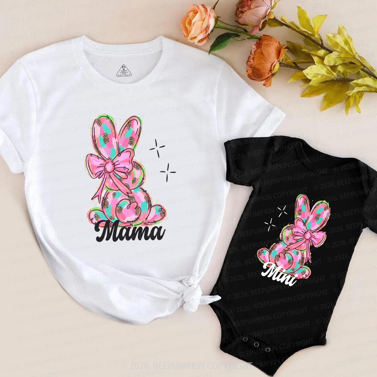 Mommy and Me Easter Bunny Happy Mom&Me Matching T-Shirts