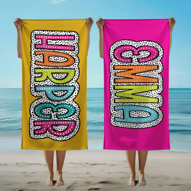 Personalized Personalized Multicolor Dalmatian Dots Beach Towel