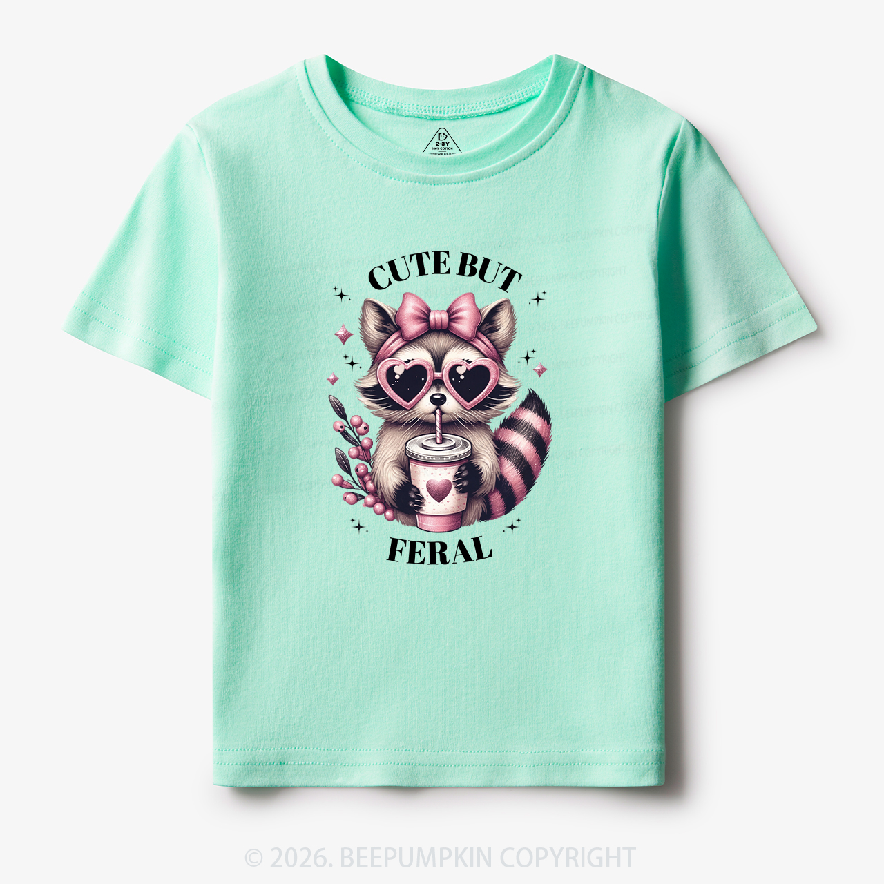 Cute But Feral Funny Raccoon Toddler&Kid's Tees