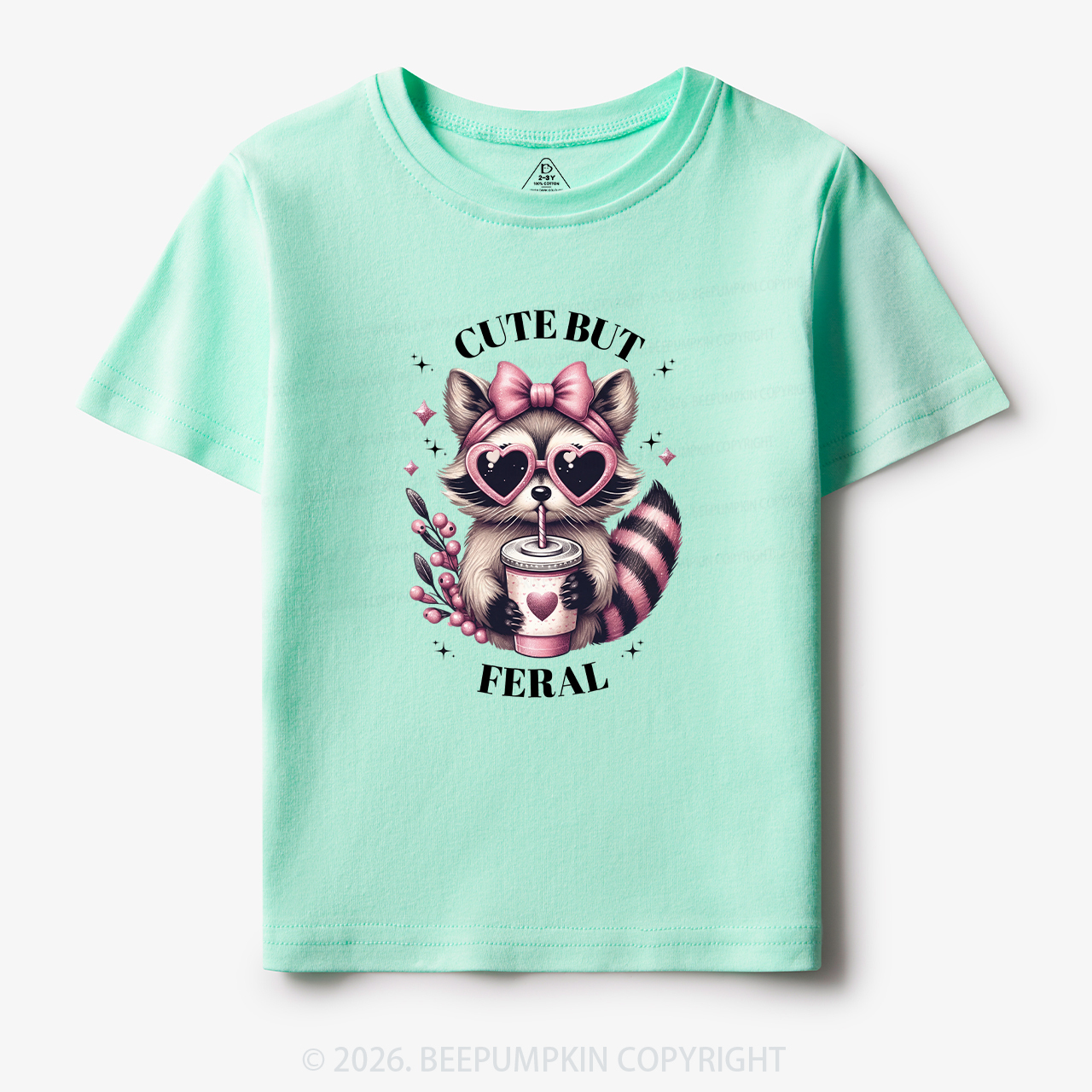 Cute But Feral Funny Raccoon Toddler&Kid's Tees