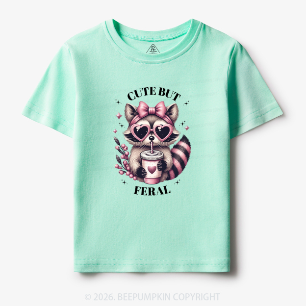 Cute But Feral Funny Raccoon Toddler&Kid's Tees
