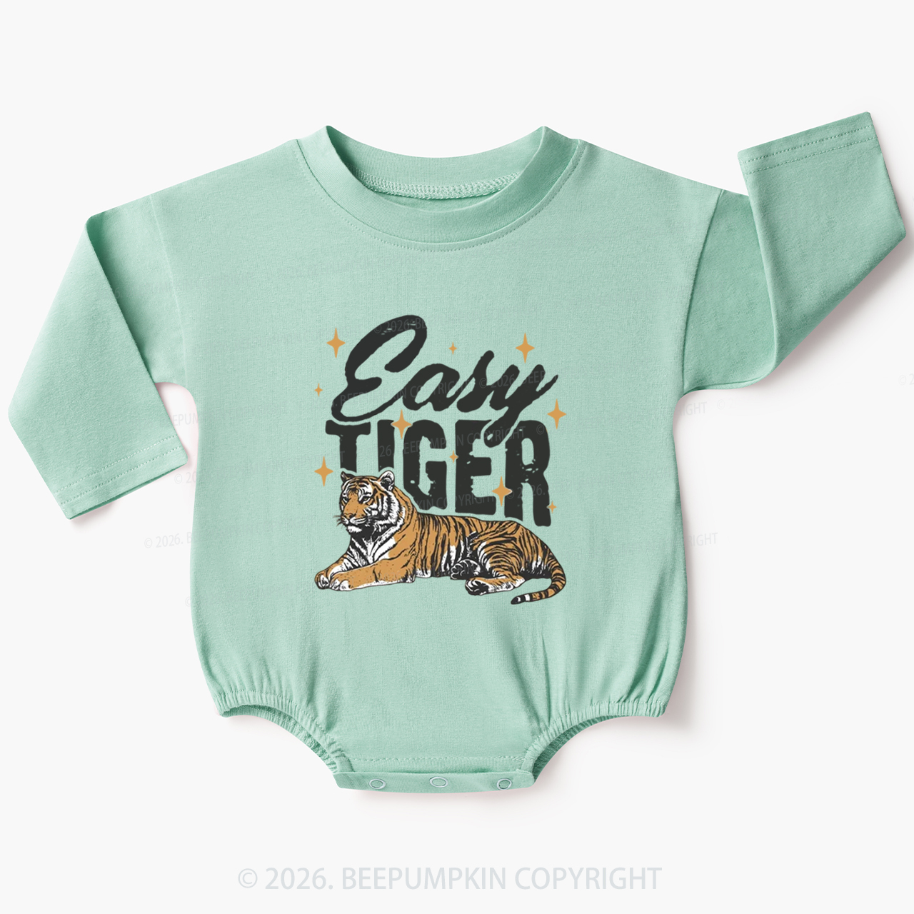 Retro Easy Tiger Funny Animal Baby Bubble Romper