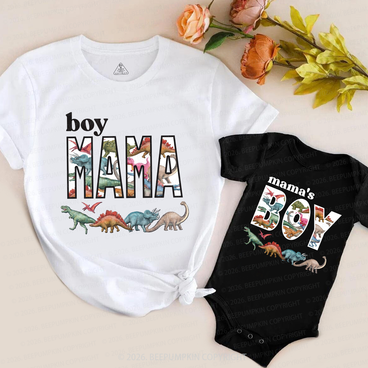 Dinosaur Mama & Boy Mom&Me Matching T-Shirts