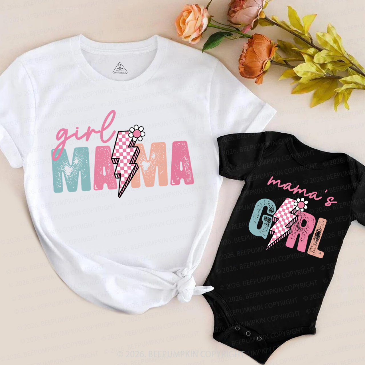 Girl Mama Mama's Girl Pink Lightning Mom&Me Matching T-Shirts