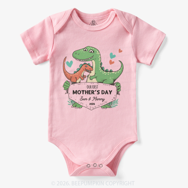 Personalized Our First Mother's Day Cute Dinosaur Bodysuit