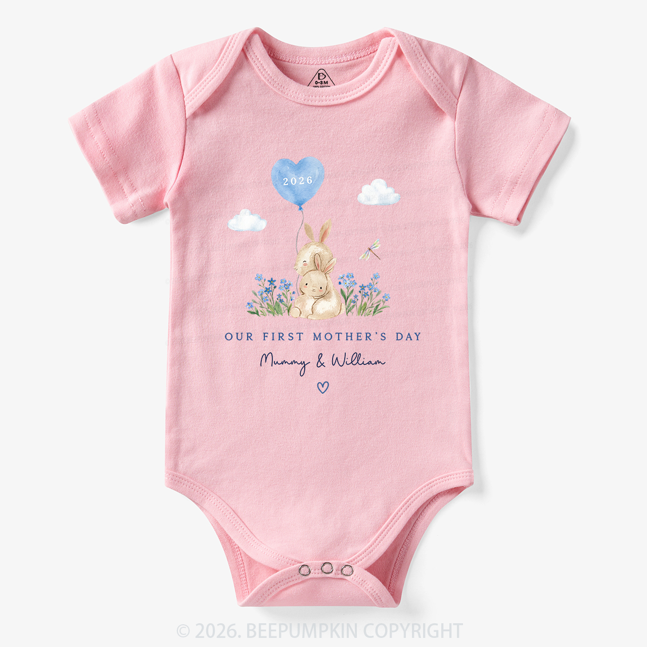 Personalized Our First Mother's Day Rabbit Together Bodysuit