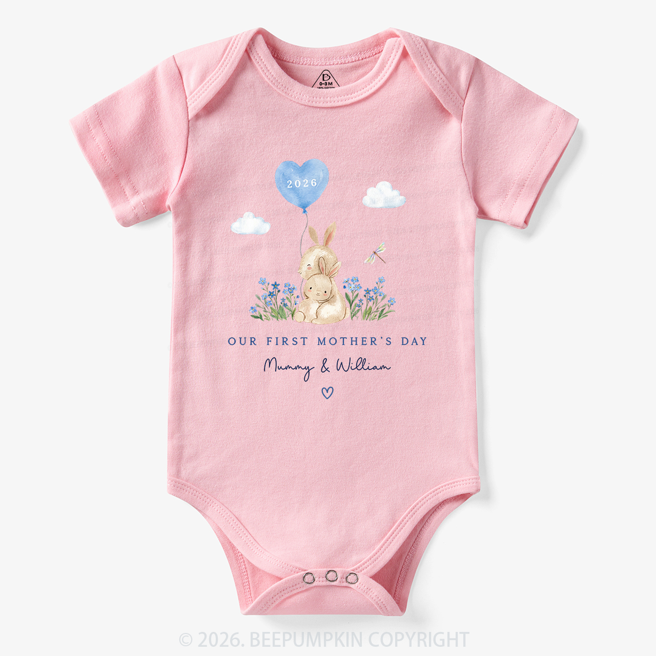 Personalized Our First Mother's Day Rabbit Together Bodysuit