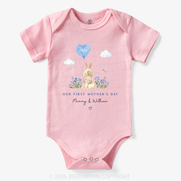 Personalized Our First Mother's Day Rabbit Together Bodysuit