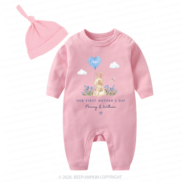 Personalized Our First Mother's Day Rabbit Together Baby Coming Home Outfit