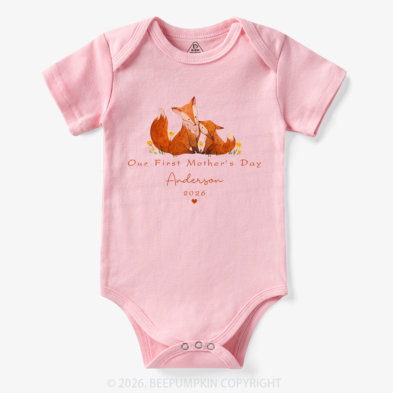 Personalized First Mother's Day Fox Bodysuit