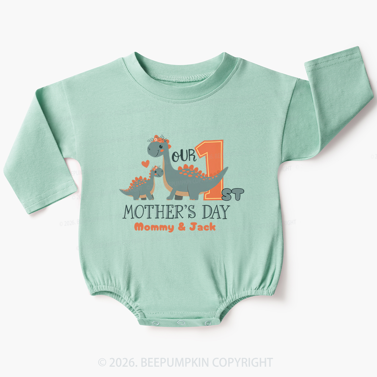 Personalized Funny Dinosaur Mother's Day Baby Bubble Romper