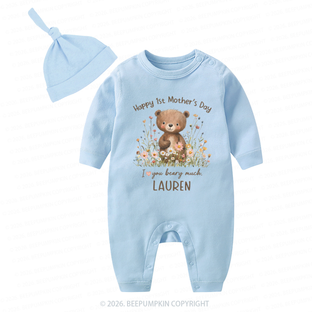 Personalized Happy 1st Mother's Day Floral Bear Baby Coming Home Outfit