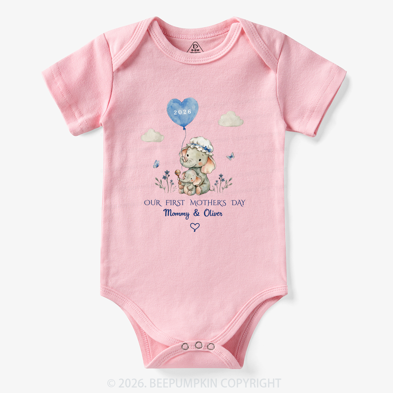 Personalized First Mother's Day Elephant Bodysuit