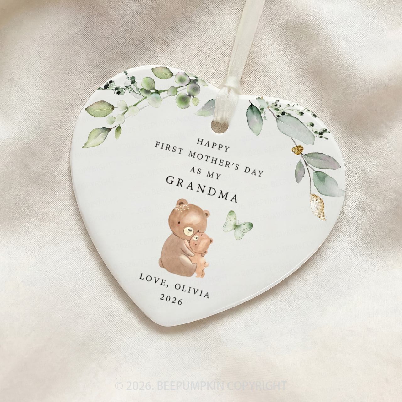 Personalized Bear First Mother's Day Gift Ornament Beepumpkin