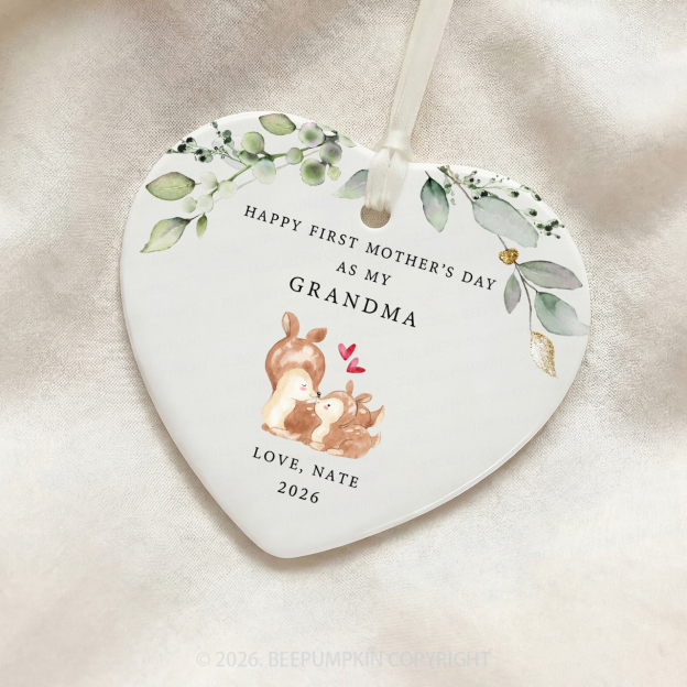 Personalized Deer First Mother's Day Gift Ornament Beepumpkin