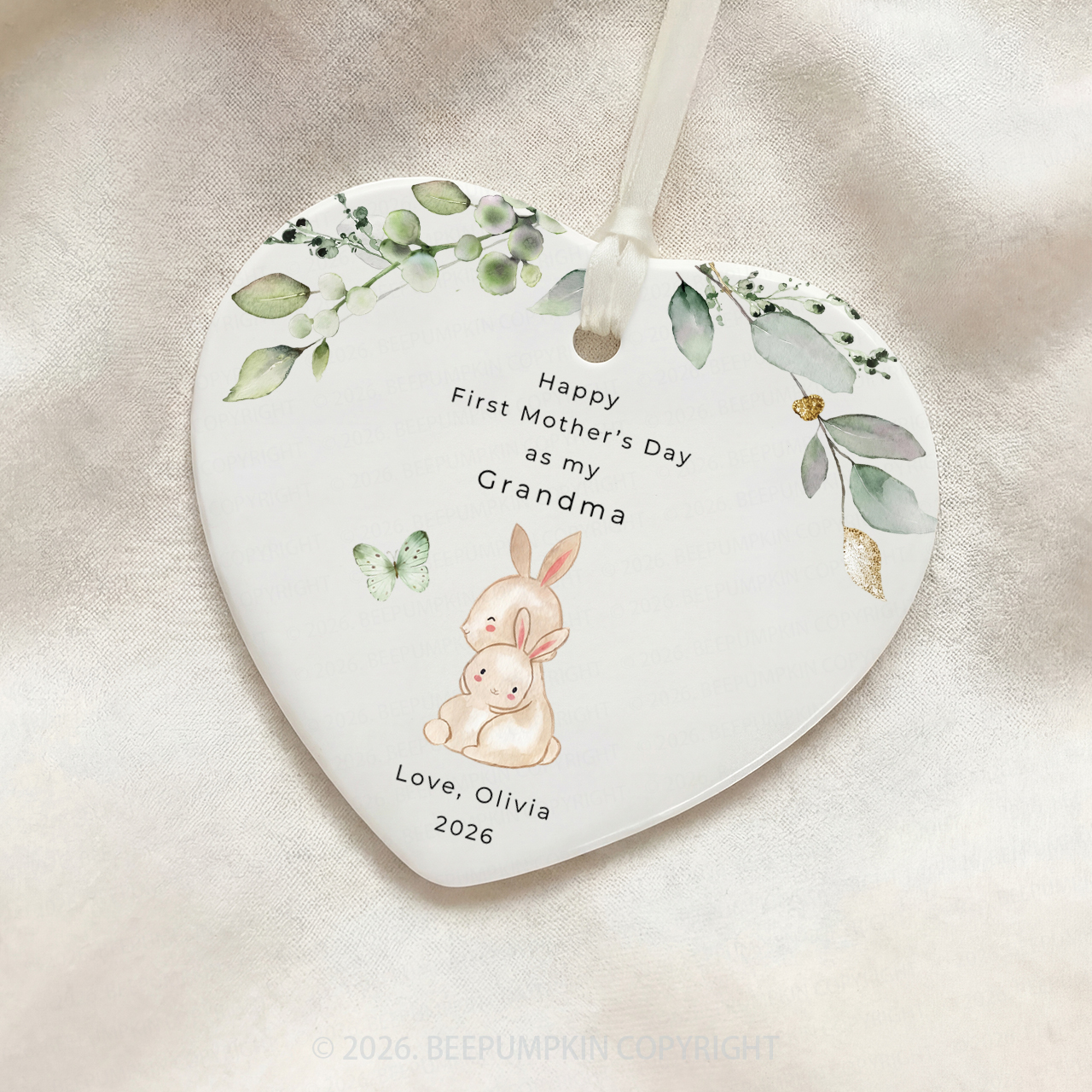 Personalized Rabbit First Mother's Day Gift Ornament Beepumpkin