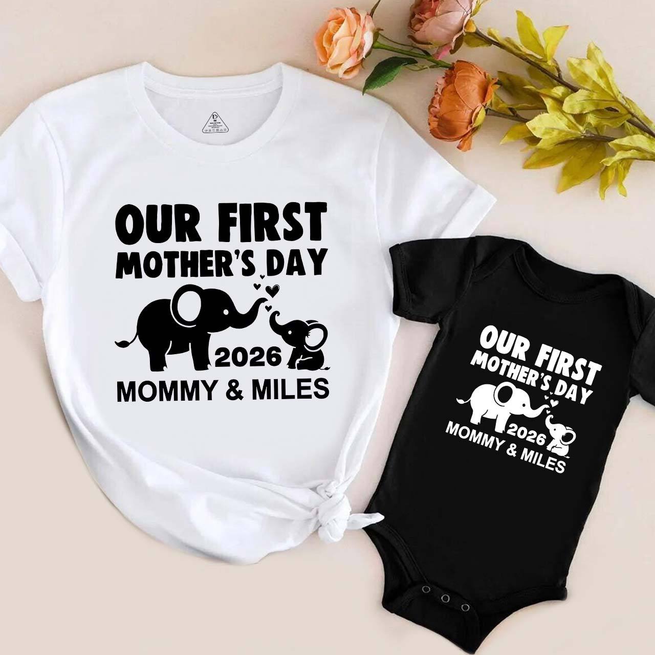 Elephant First Mothers Day Mom&Me Matching Tees