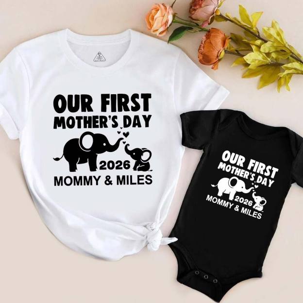 Elephant First Mothers Day Mom&Me Matching Tees