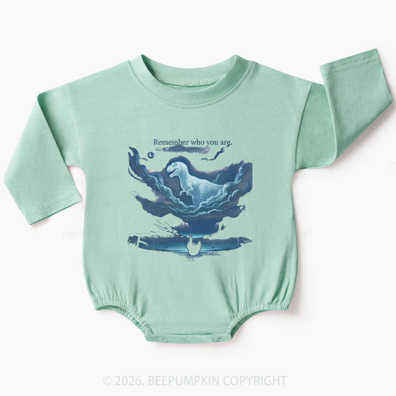 Remember Who You Are Chicken Dinosaur Baby Bubble Romper