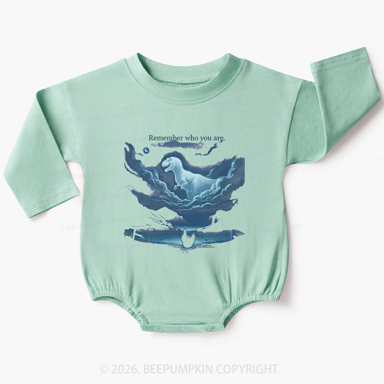 Remember Who You Are Chicken Dinosaur Baby Bubble Romper