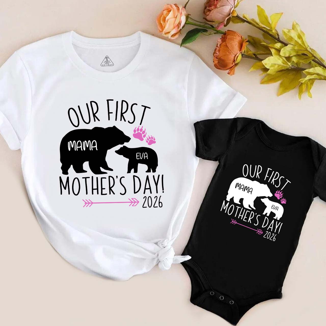 Girl Mom Baby Bear Mom&Me Matching T-Shirts
