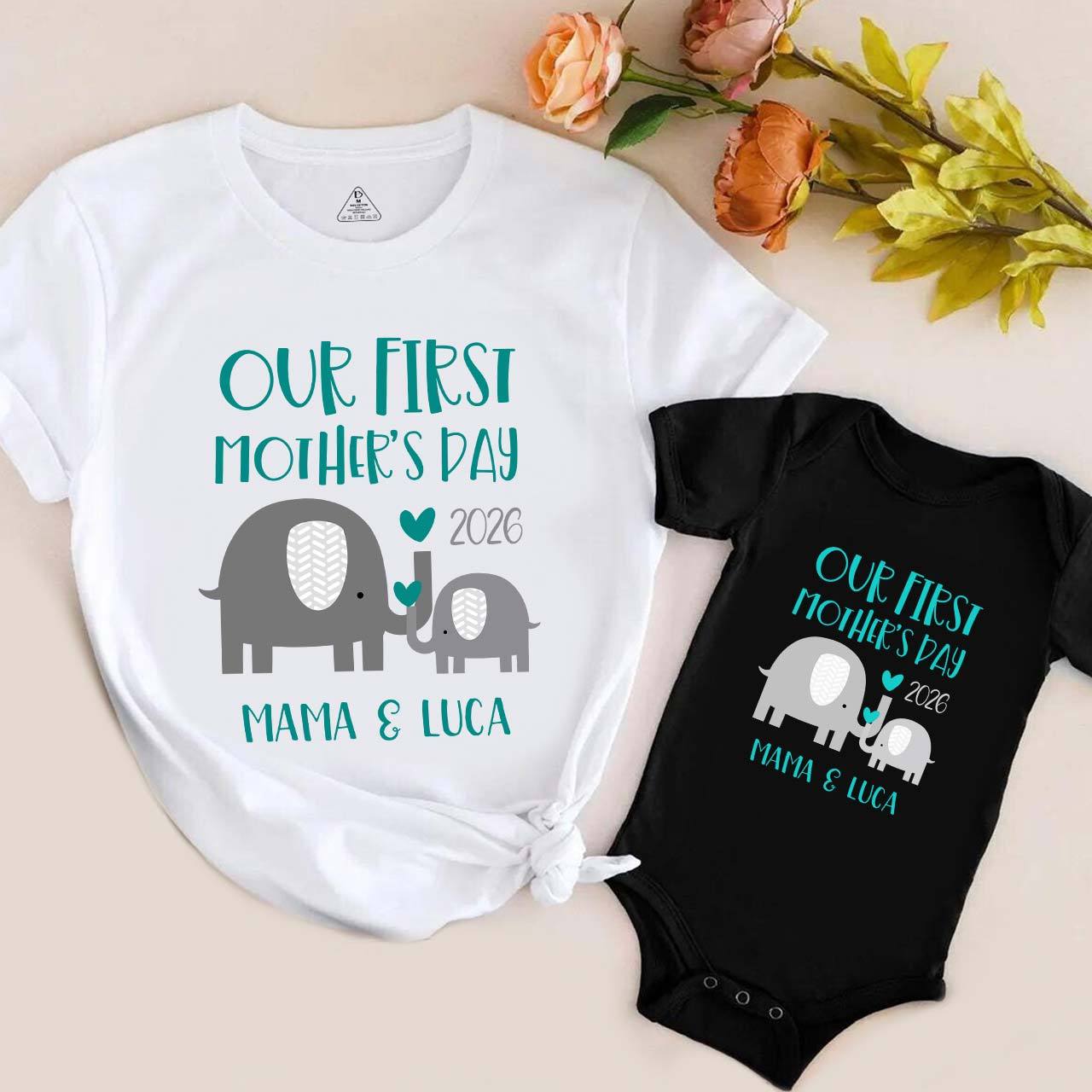 Elephant First Mother's Day Matching Tees