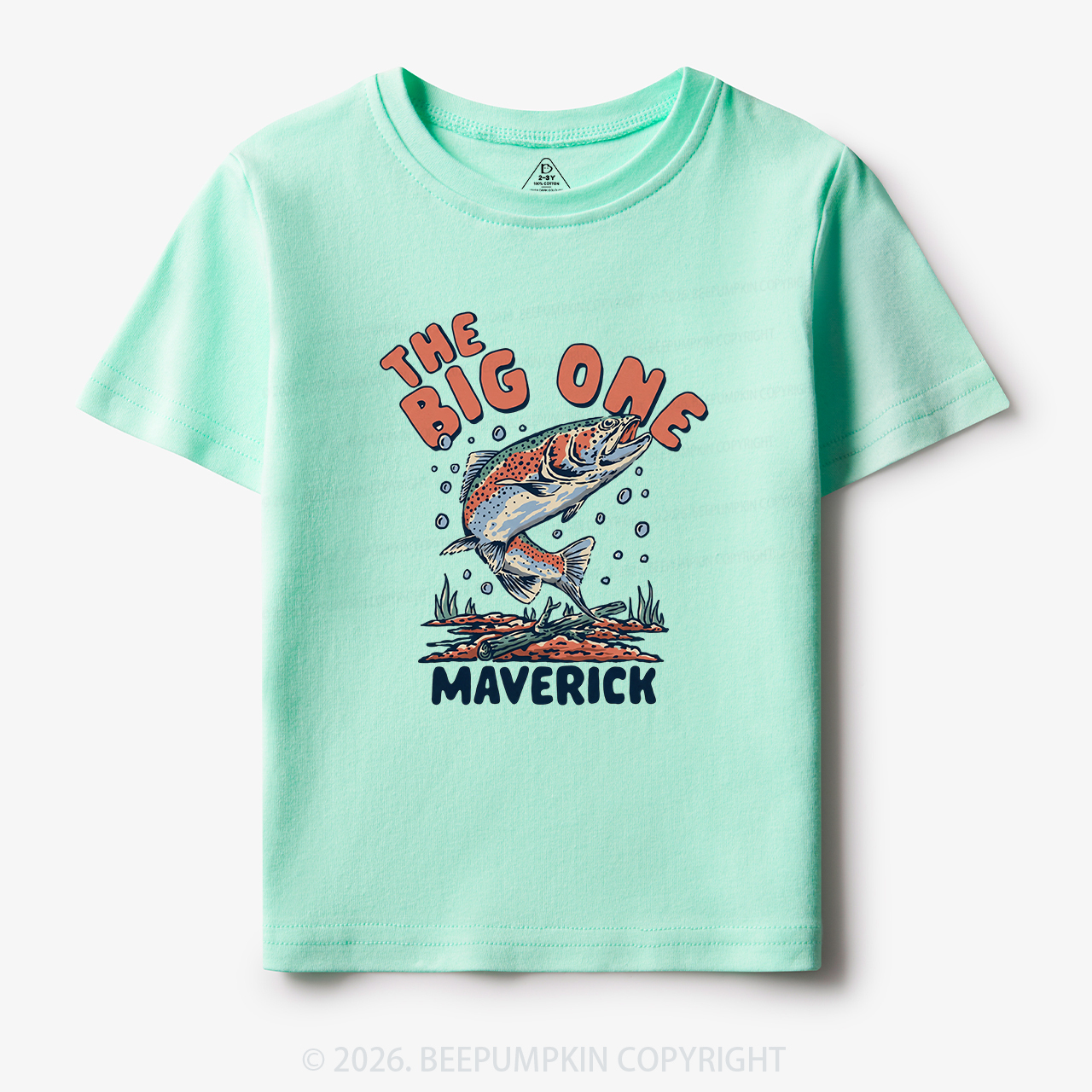 Personalized Retro The Big One Fishing Trout 1st Birthday Toddler&Kid's Tees