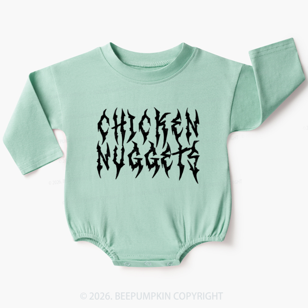 Chicken Nuggets Heavy Metal Font Baby Bubble Romper